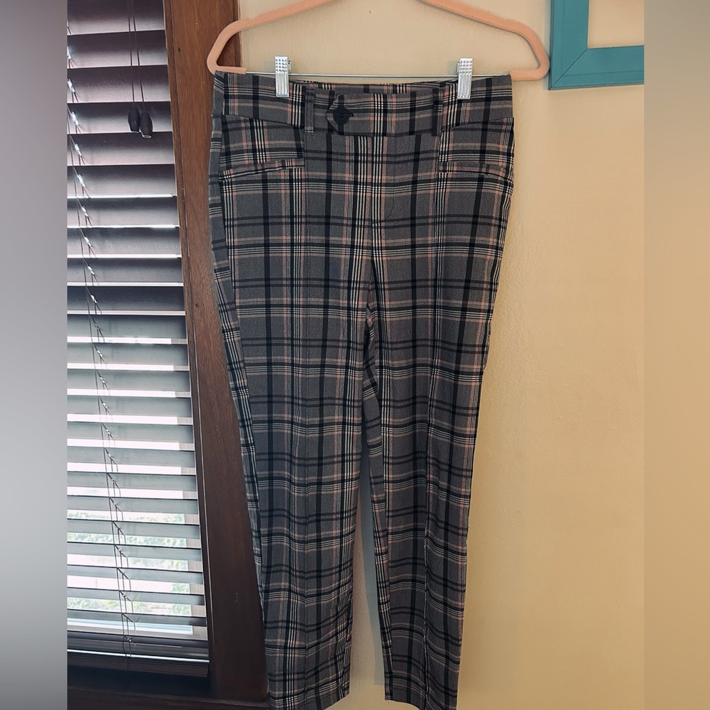 Plaid ponte pants